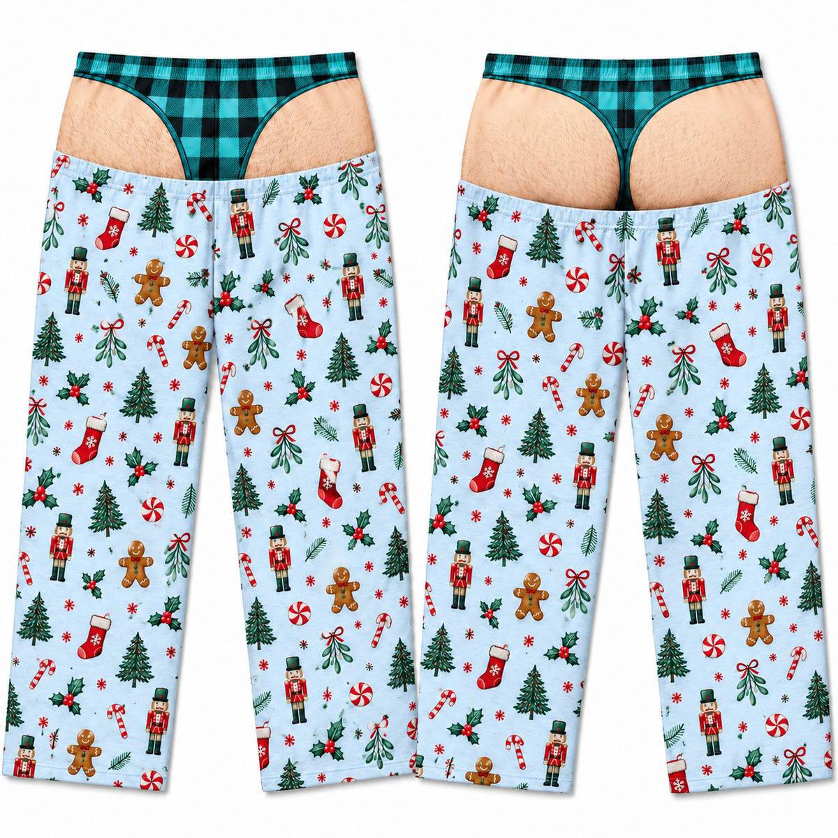 Mens Christmas Pajama Pants Novelty Underwear Illusion Lounge Bottoms
