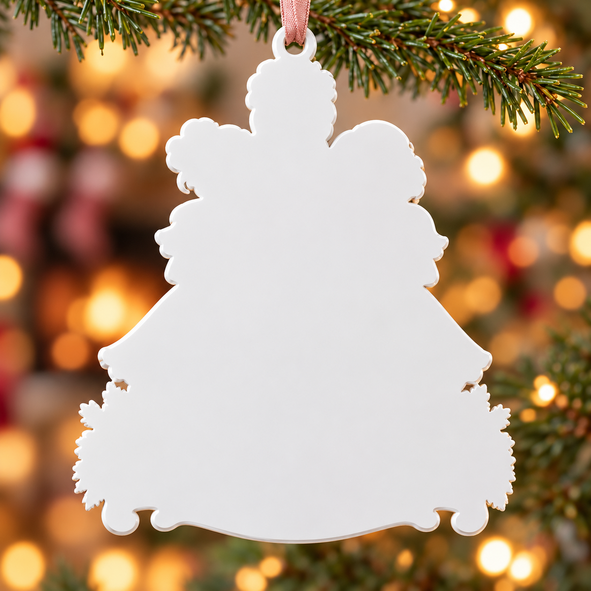 Mother and Two Daughters Holiday Keepsake with Ribbon Hanging - 3D Relief Ornament