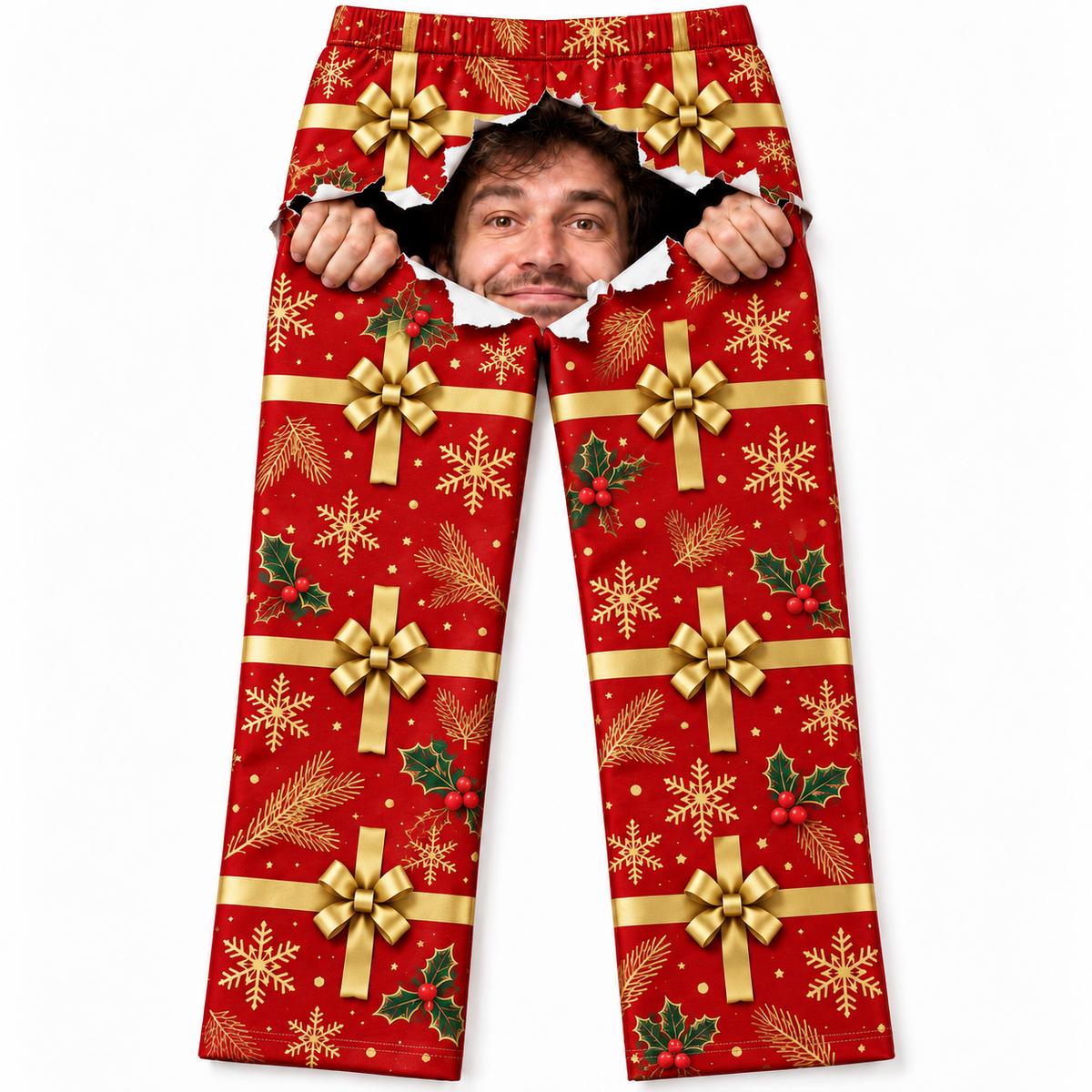 Christmas Wrapping Paper Pajama Pants Novelty Holiday Lounge Bottoms