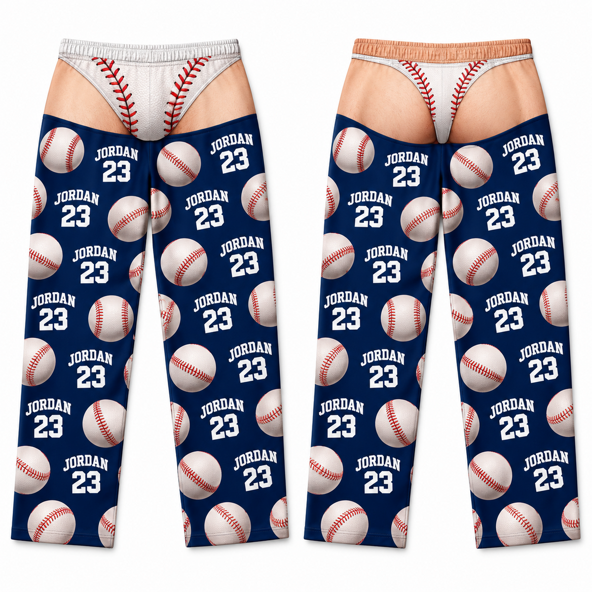 Novelty Pajama Pants Sports Ball Graphic Print Blue Loungewear