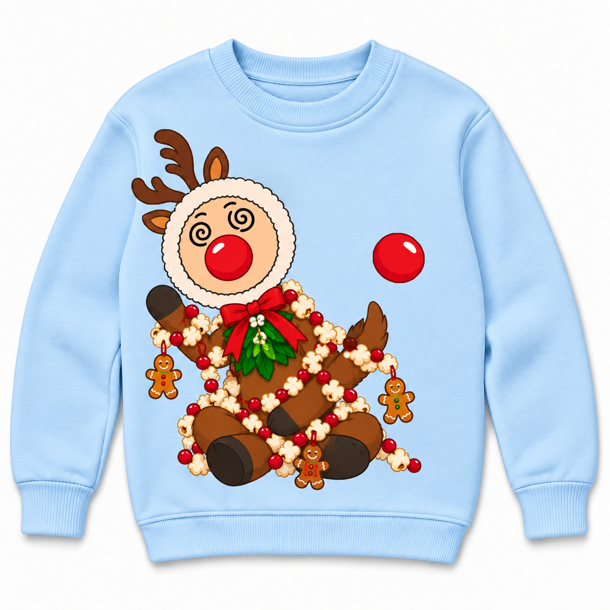 Tangled Reindeer Christmas Sweatshirt, Funny Graphic Crewneck Top