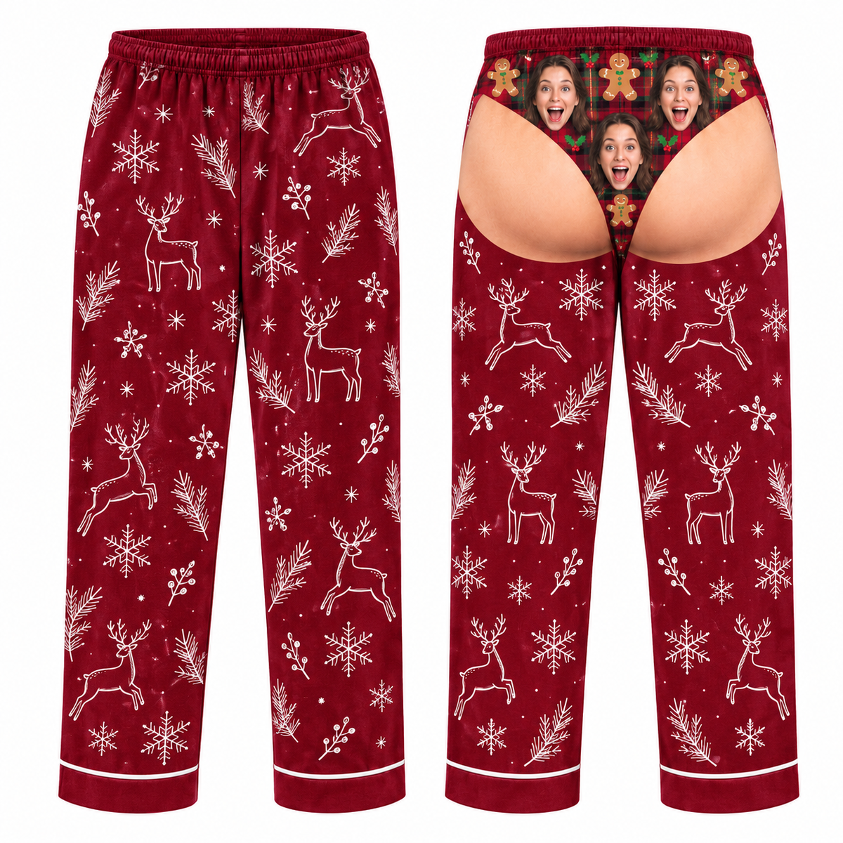 Mens Novelty Christmas Pajama Pants Red Reindeer Gag Sleepwear