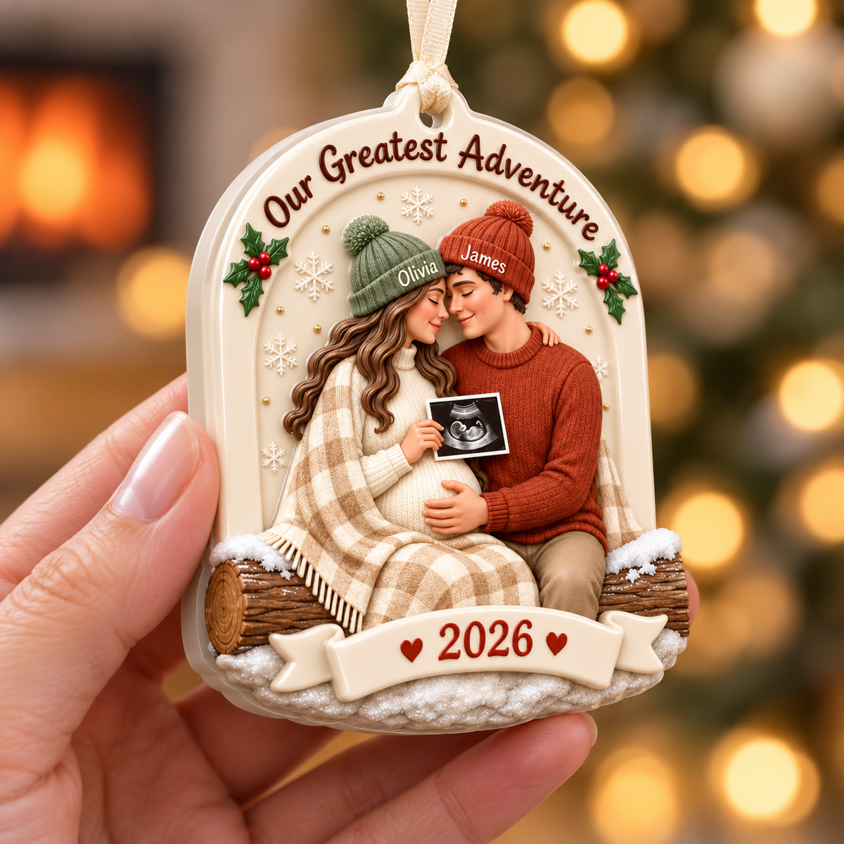 Expecting Parents Ultrasound Sonogram Holiday Keepsake Plaque - 3D Relief Ornament