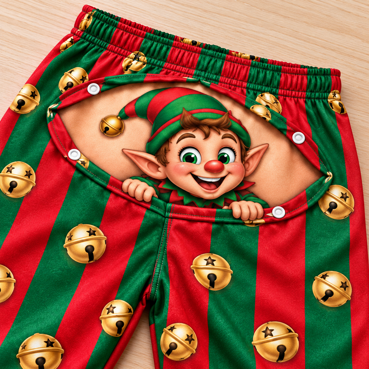 Funny Christmas Pajama Pants with Butt Flap Graphic Print