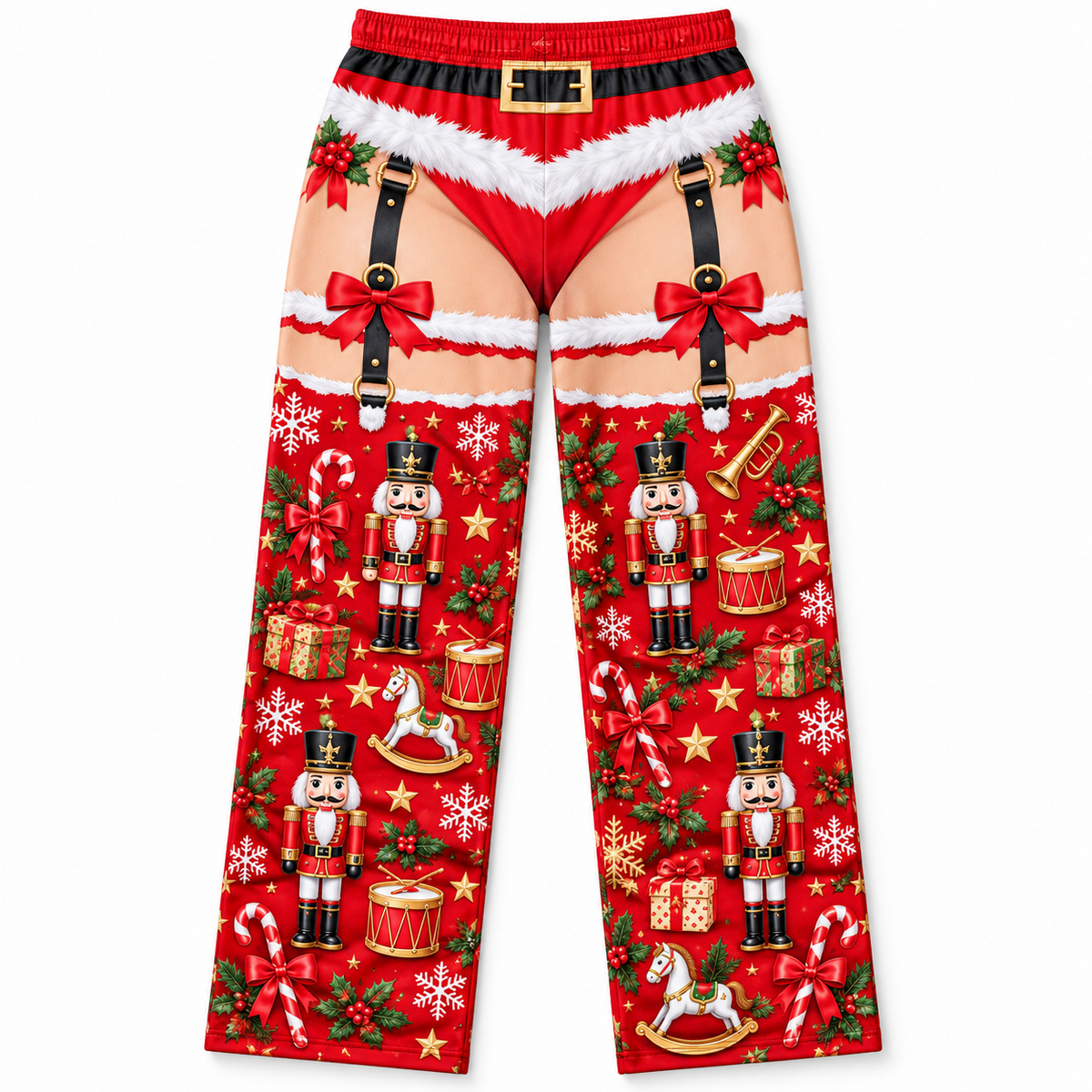 Christmas Pajama Pants Novelty Holiday Garter Print Lounge Trousers