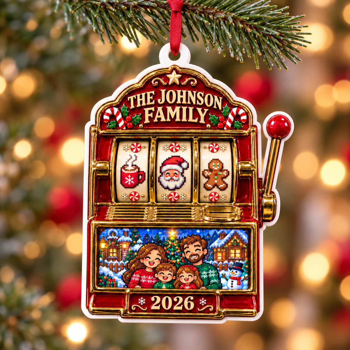 Christmas Slot Machine Family Holiday Keepsake Hanging Holiday Decoration - 3D Relief Ornament
