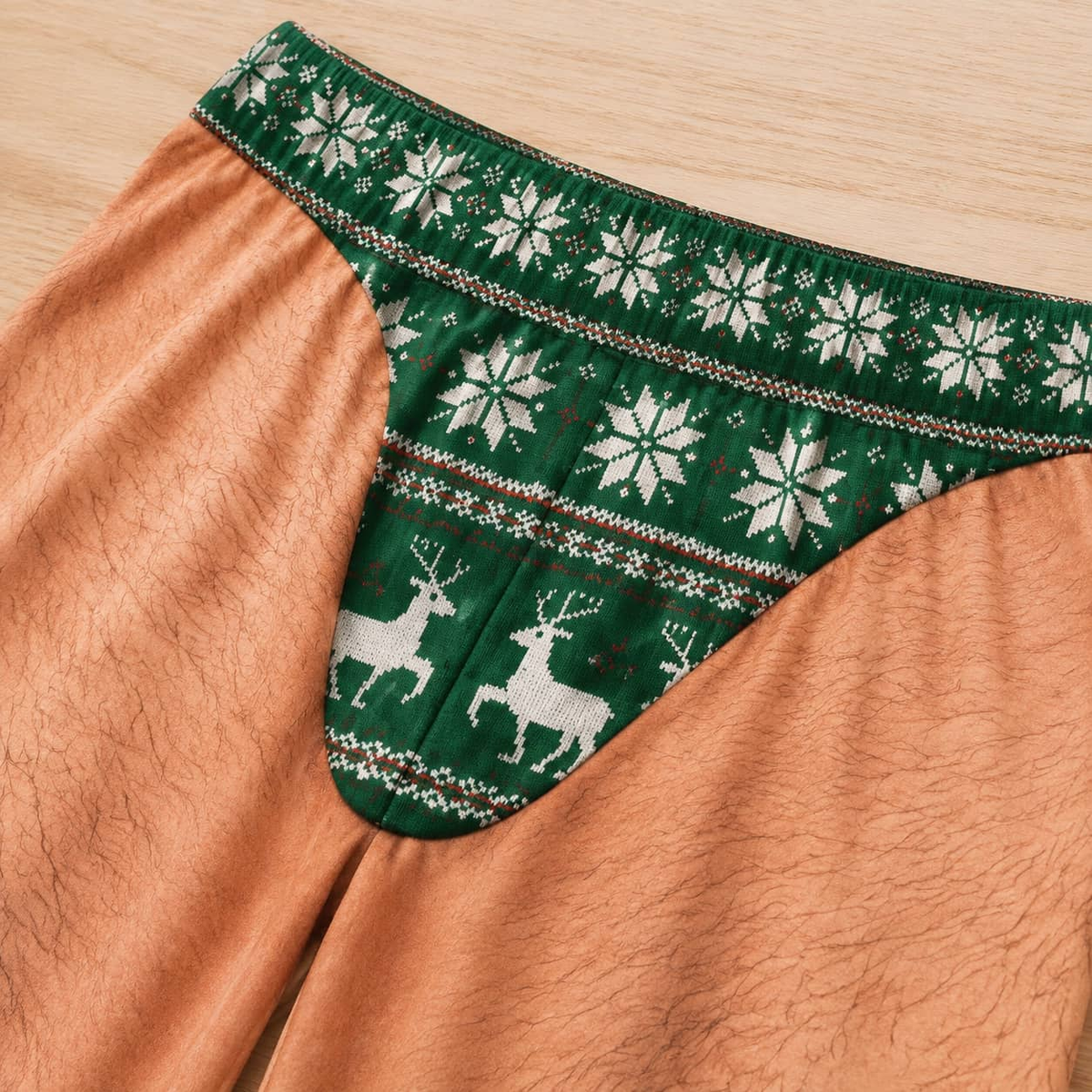Novelty Pajama Pants Hairy Leg Christmas Thong Print Loungewear