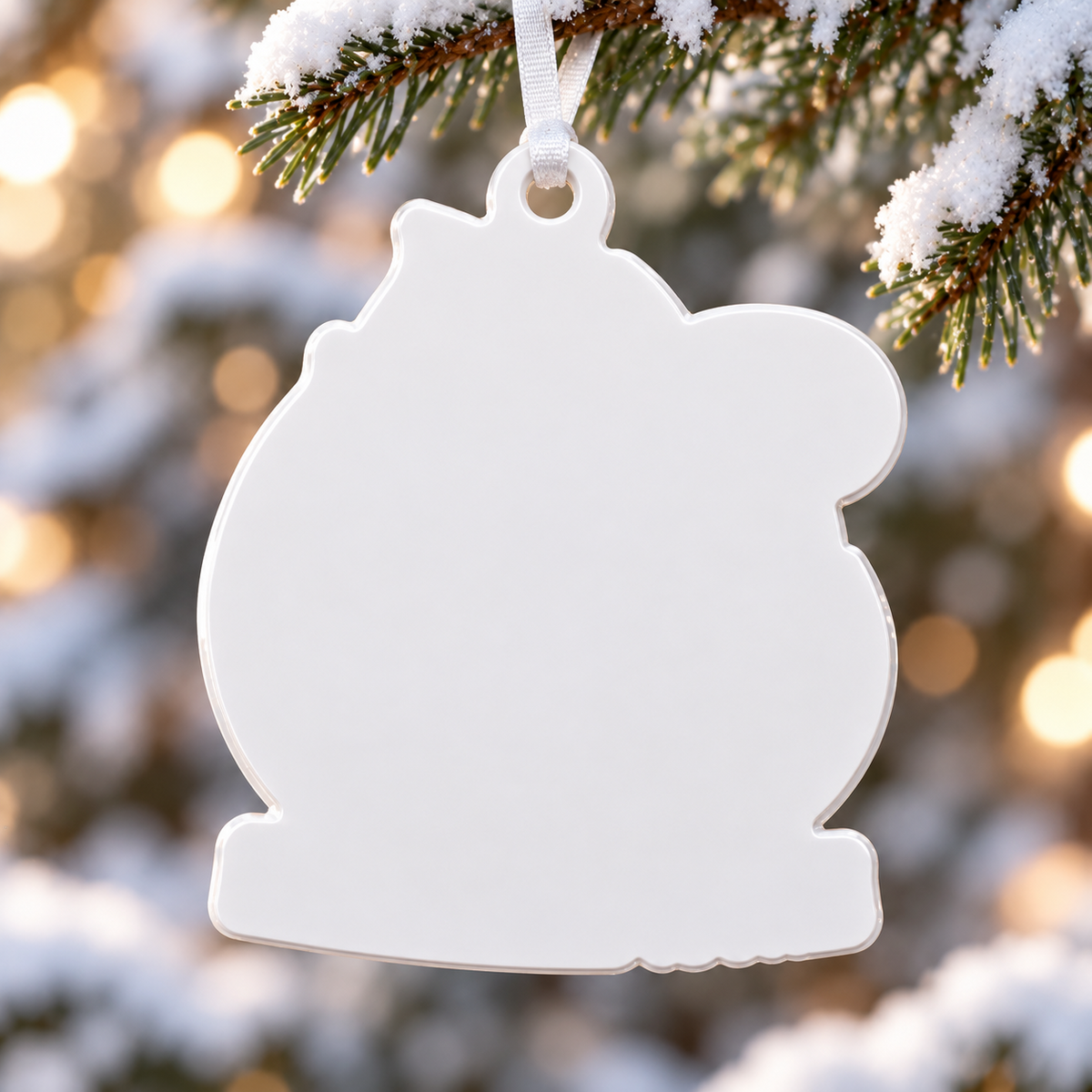 Solid White Snow Globe Acrylic Christmas Tree Hanging Decoration - 3D Relief Ornament