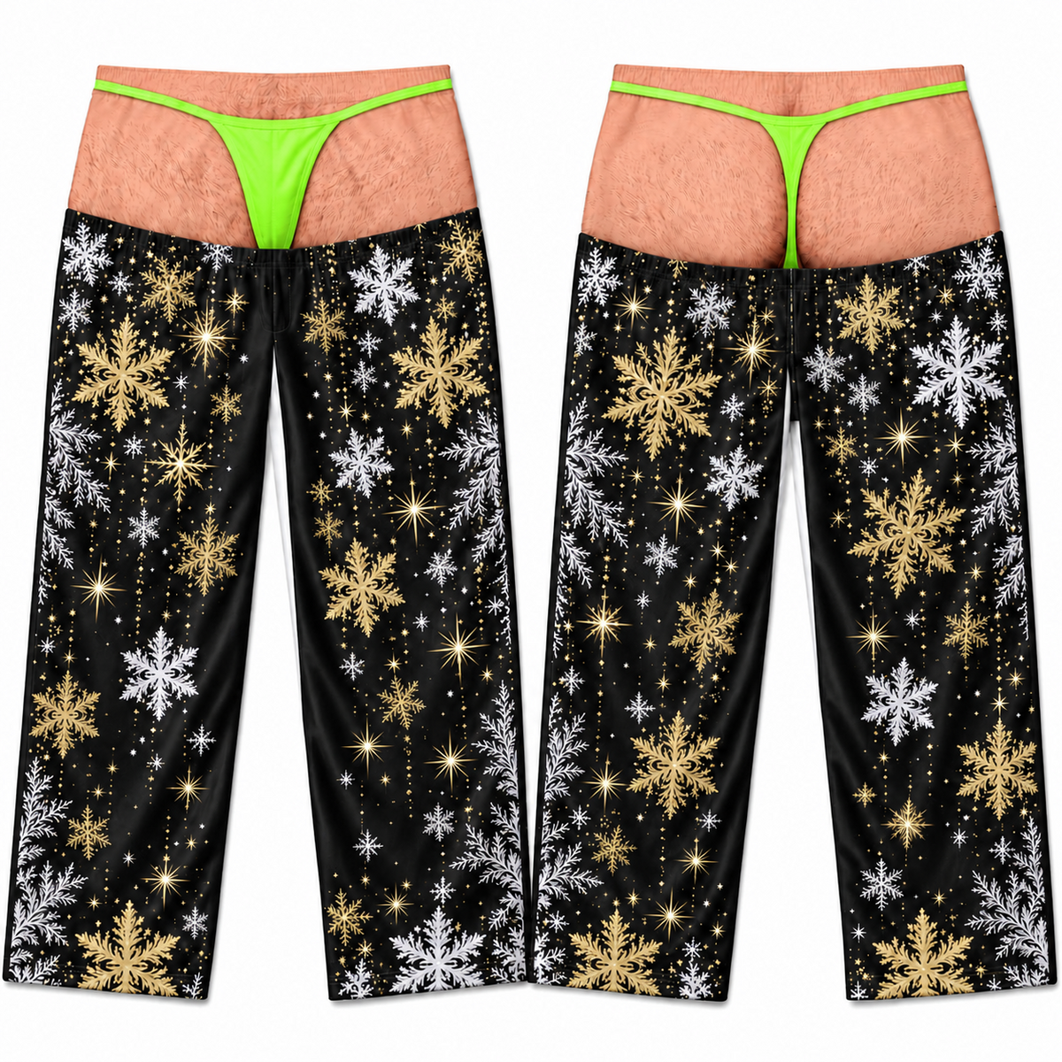 Mens Pajama Pants Novelty Snowflake Holiday Illusion Loungewear