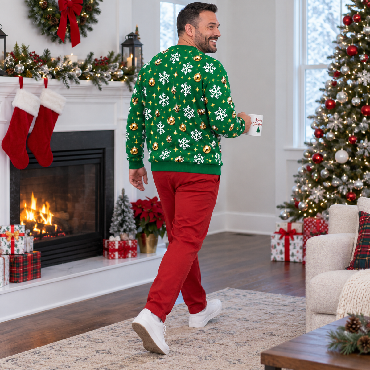 Beer Belly Christmas Sweatshirt Novelty Fake Hairy Stomach Pullover