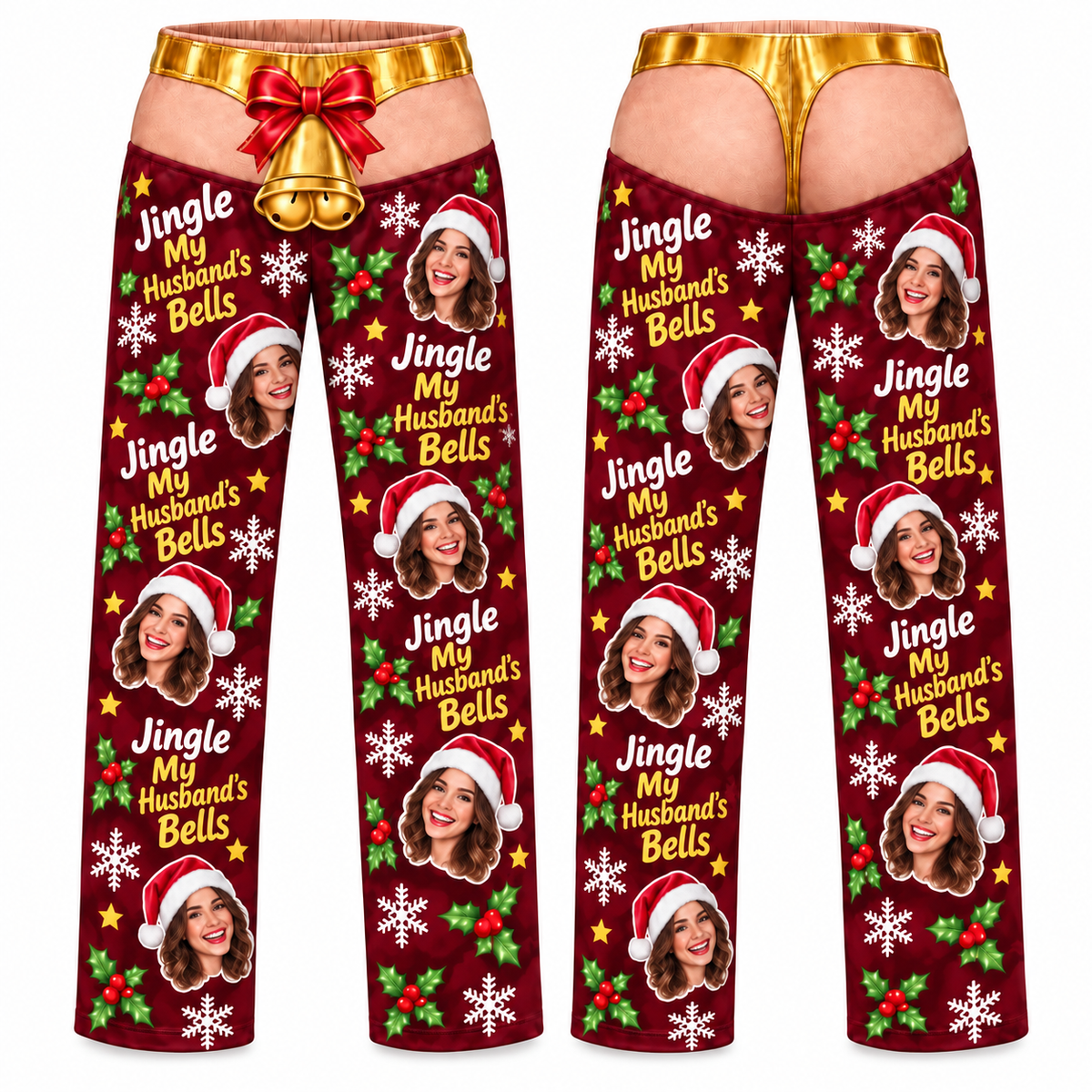 Mens Christmas Pajama Pants Festive Holiday Bell Lounge Bottoms