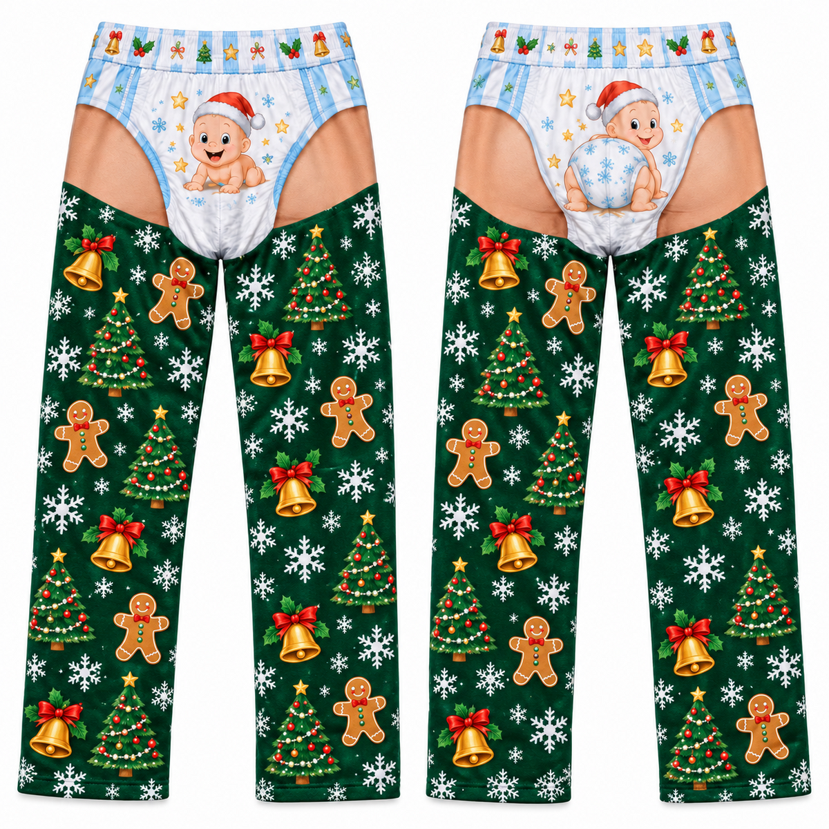 Novelty Christmas Diaper Pajama Pants Men Holiday Loungewear