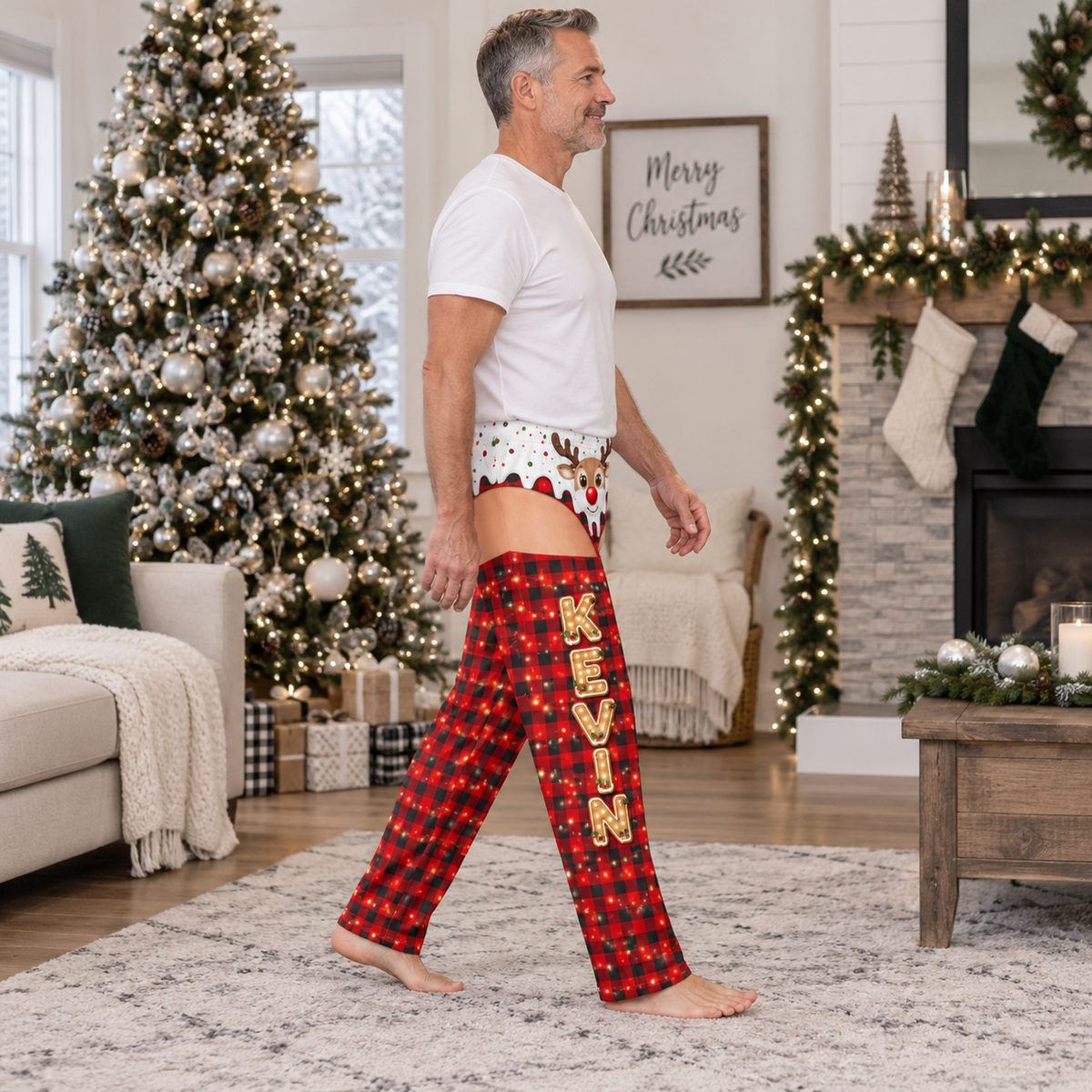 Mens Holiday Pajama Pants Novelty Christmas Printed Sleepwear