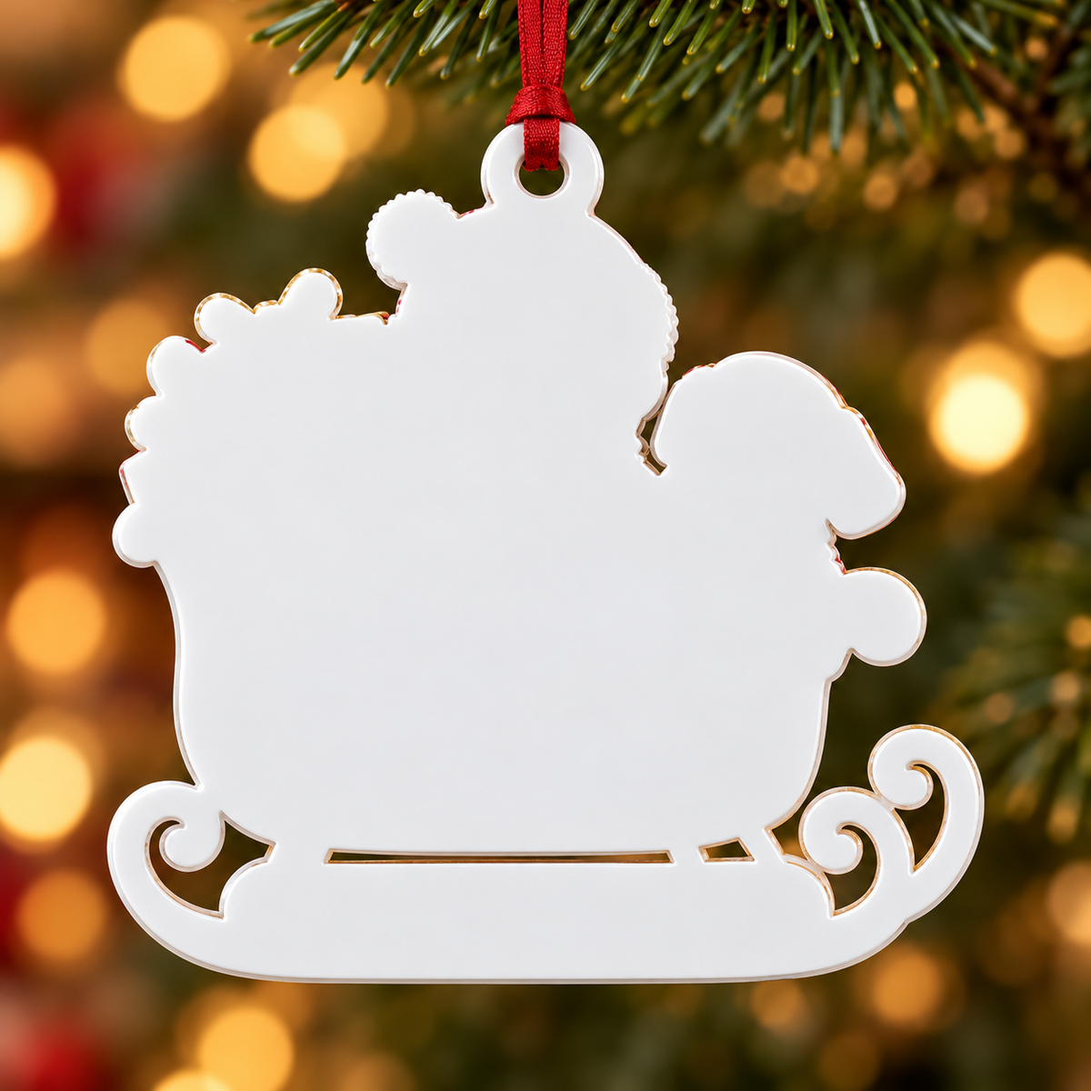 Baby's First Noel Christmas Sleigh with Dachshund Dog Keepsake - 3D Relief Ornament