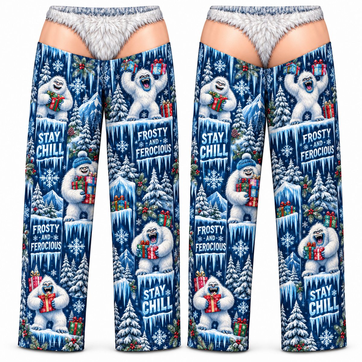 Christmas Pajama Pants Gag Faux Low Rise Novelty Sleep Bottoms