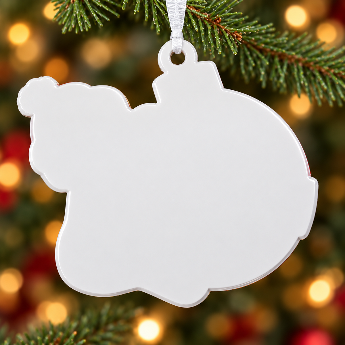 Baby First Christmas Bauble Red and White Polyresin Hanging Keepsake - 3D Relief Ornament