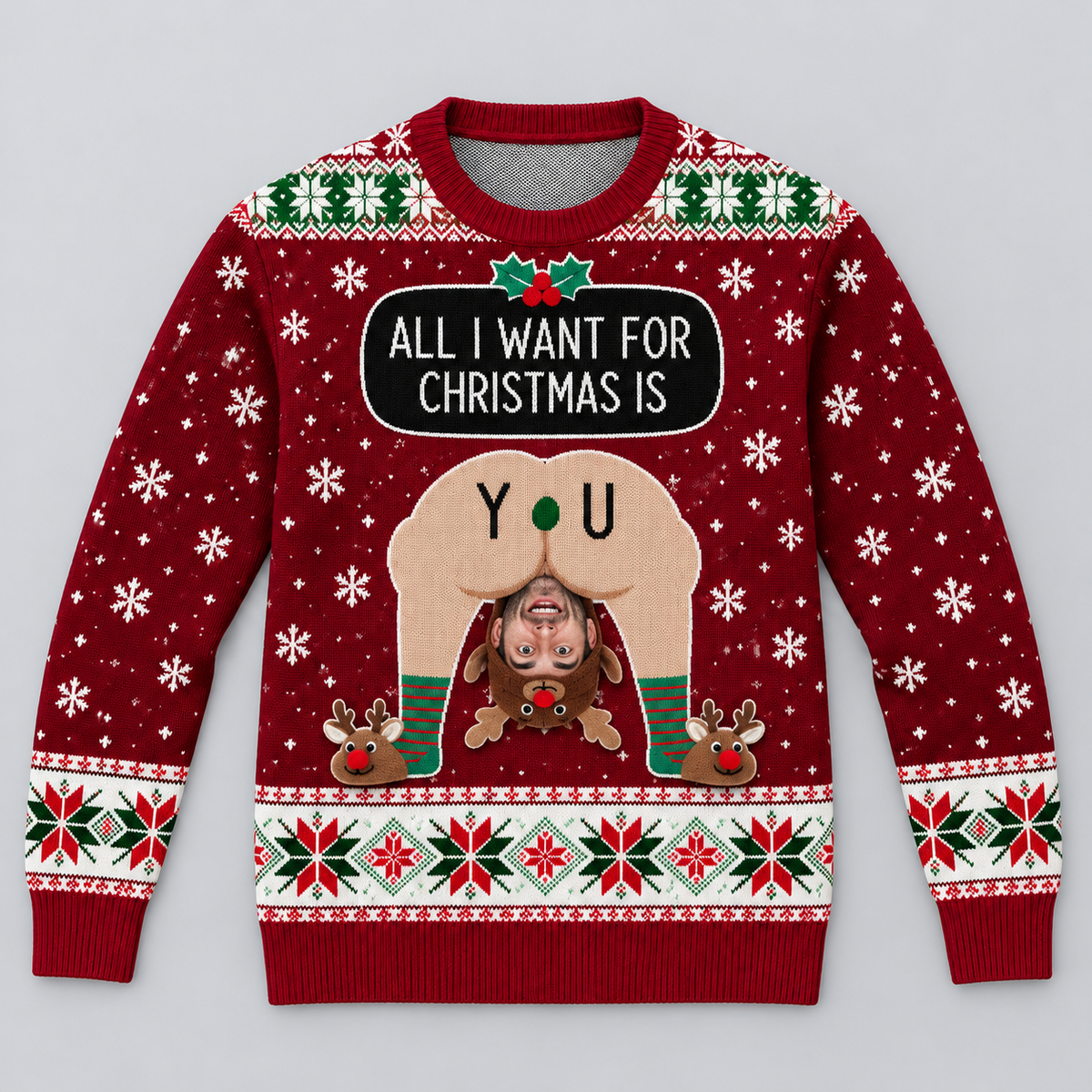 Funny Ugly Christmas Sweatshirt All I Want Novelty Holiday Pullover