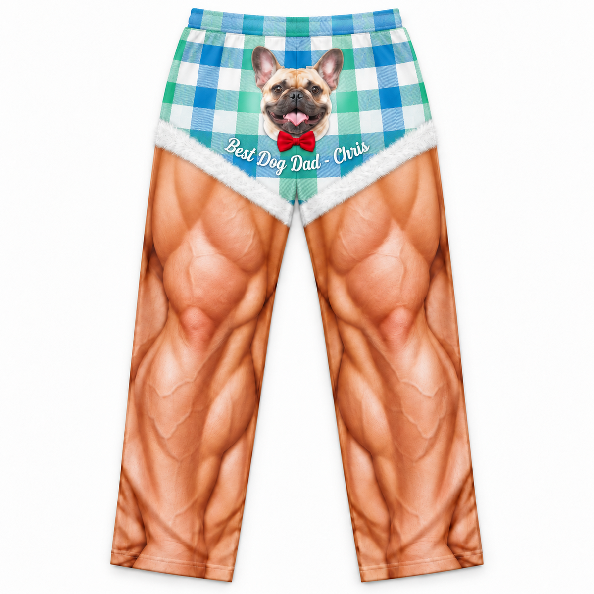 Mens Pajama Pants Muscle Leg Dog Print Plaid Holiday Loungewear