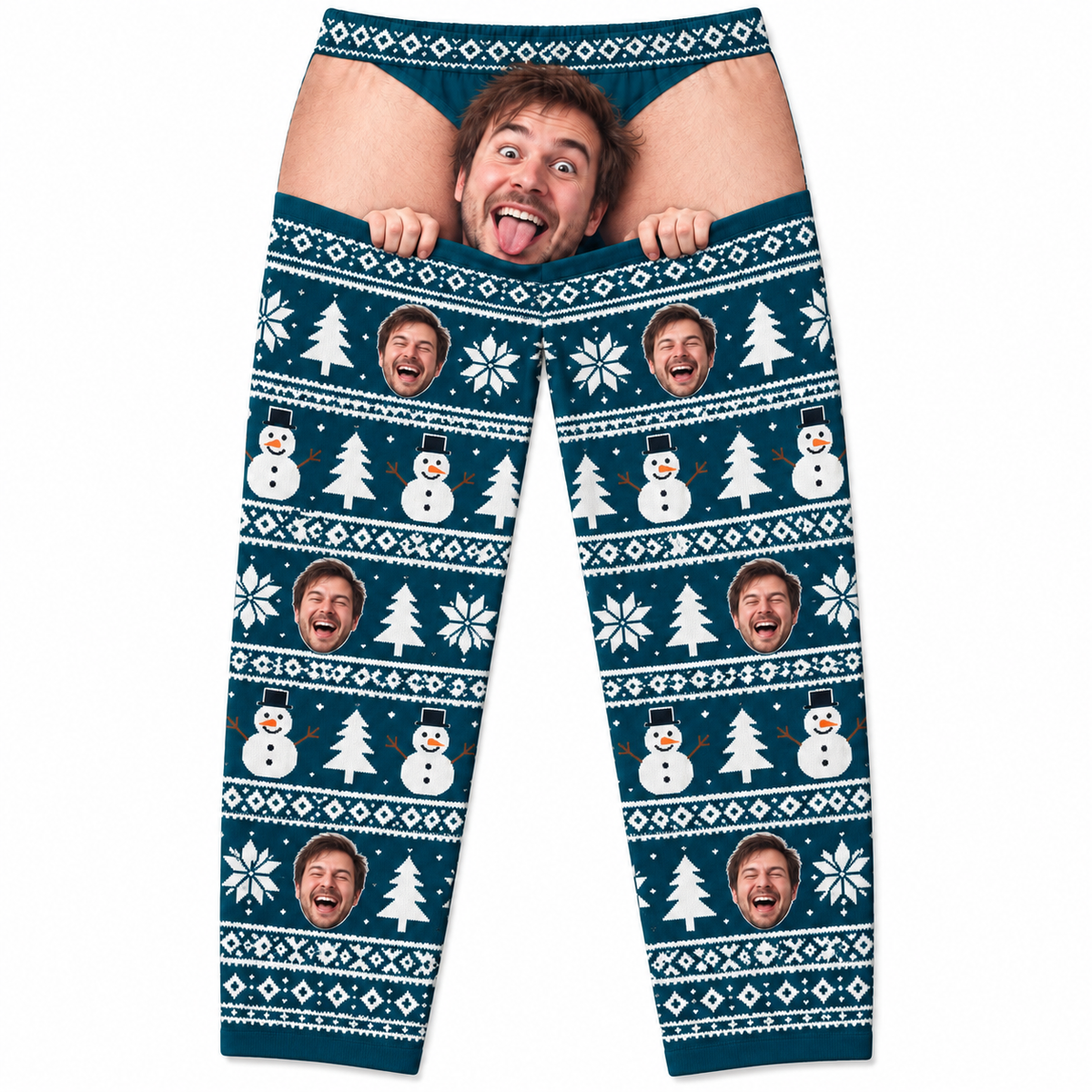 Mens Christmas Pajama Pants Fair Isle Holiday Print Lounge Bottoms