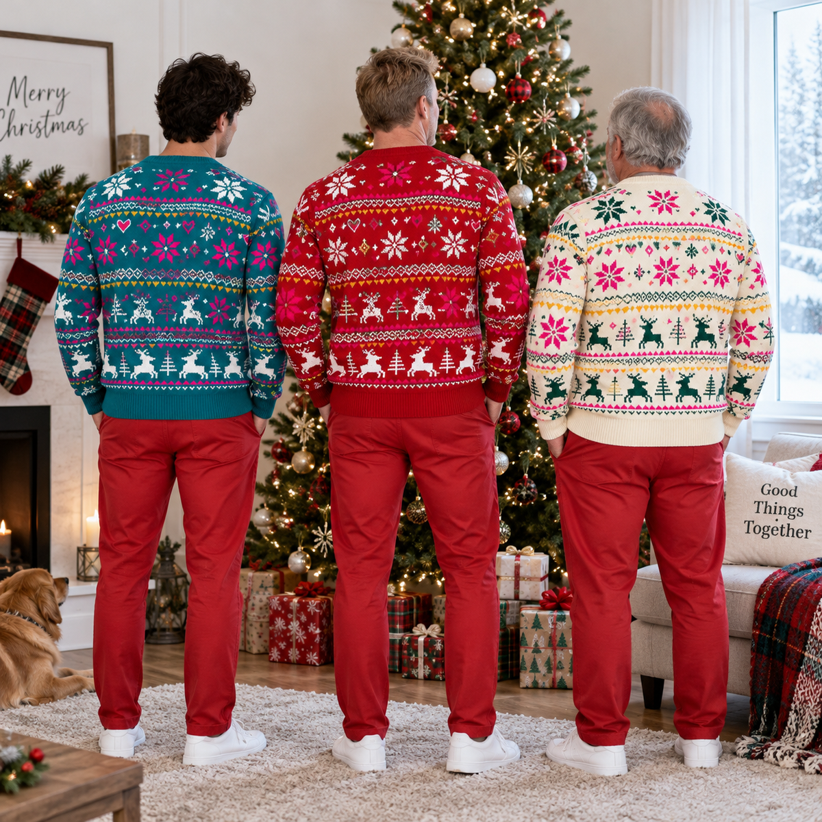 Funny Ugly Christmas Sweater Muscular Chest Heart Graphic Pullover
