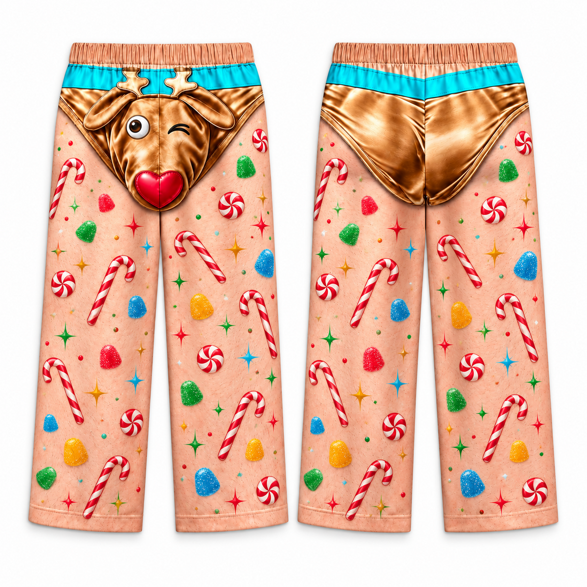 Mens Christmas Pajama Pants Reindeer Boxer Print Lounge Bottoms