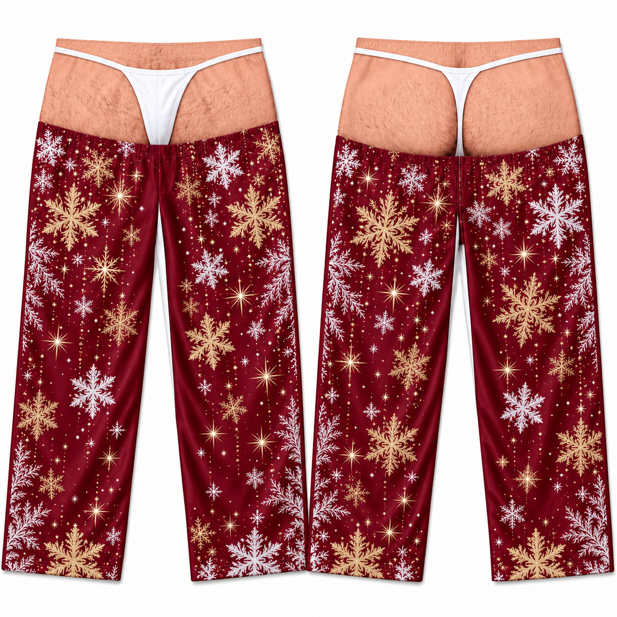 Mens Pajama Pants Novelty Snowflake Holiday Illusion Loungewear