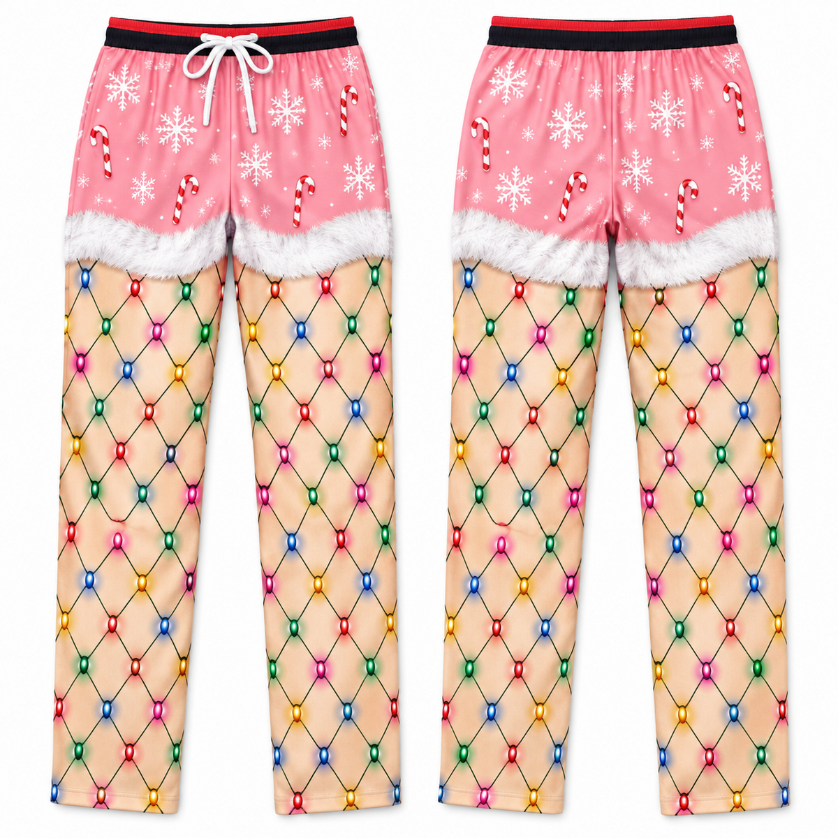 Funny Christmas Pajama Pants String Lights Print Lounge Bottoms