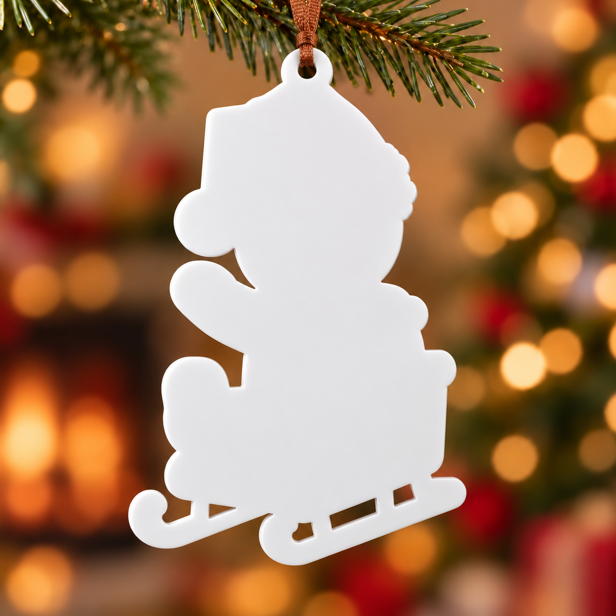 Gingerbread Man with Leg Cast and Crutch on Sled Holiday Keepsake - 3D Relief Ornament