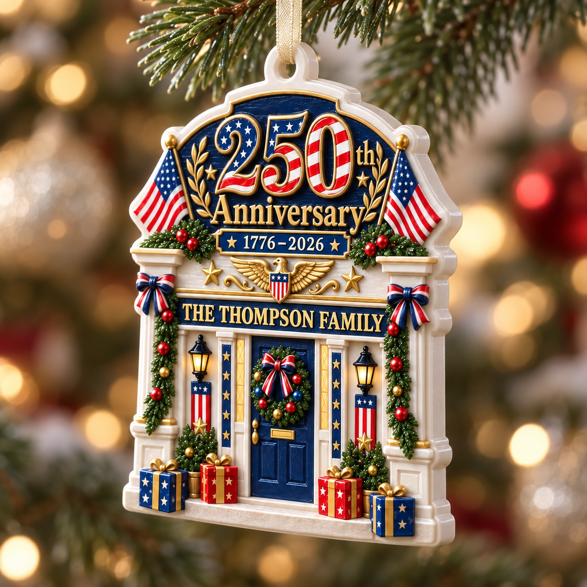 American 250th Anniversary 1776-2026 Patriotic House Porch Decor - 3D Relief Ornament