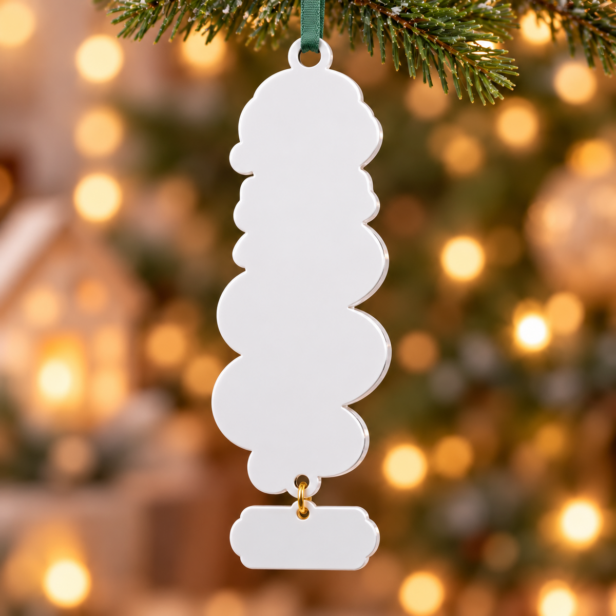 White Acrylic Vertical Stacked Silhouette with Hanging Banner Plaque - 3D Relief Ornament