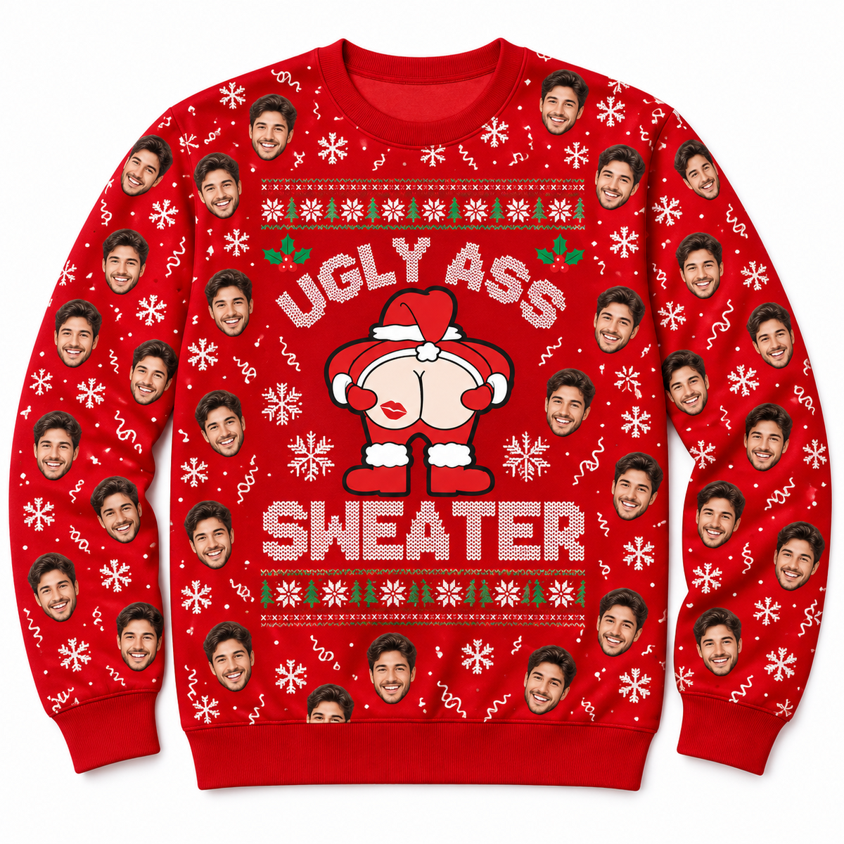 Ugly Ass Christmas Sweatshirt, Funny Butt Graphic Holiday Crewneck