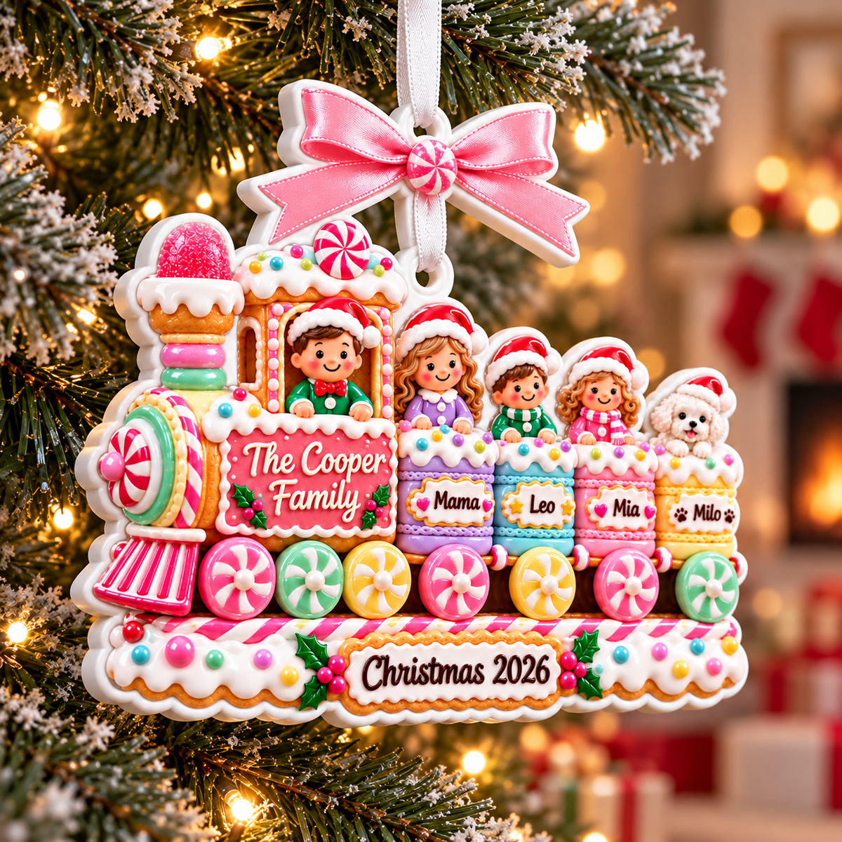 White Scalloped Edge Christmas Tree Plaque with Top Bow Holiday Hanging - 3D Relief Ornament