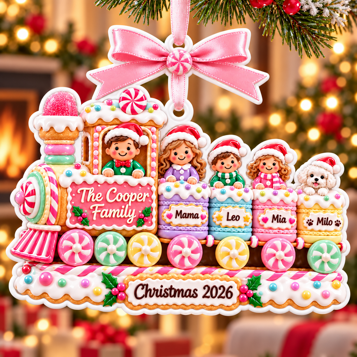 White Scalloped Edge Christmas Tree Plaque with Top Bow Holiday Hanging - 3D Relief Ornament
