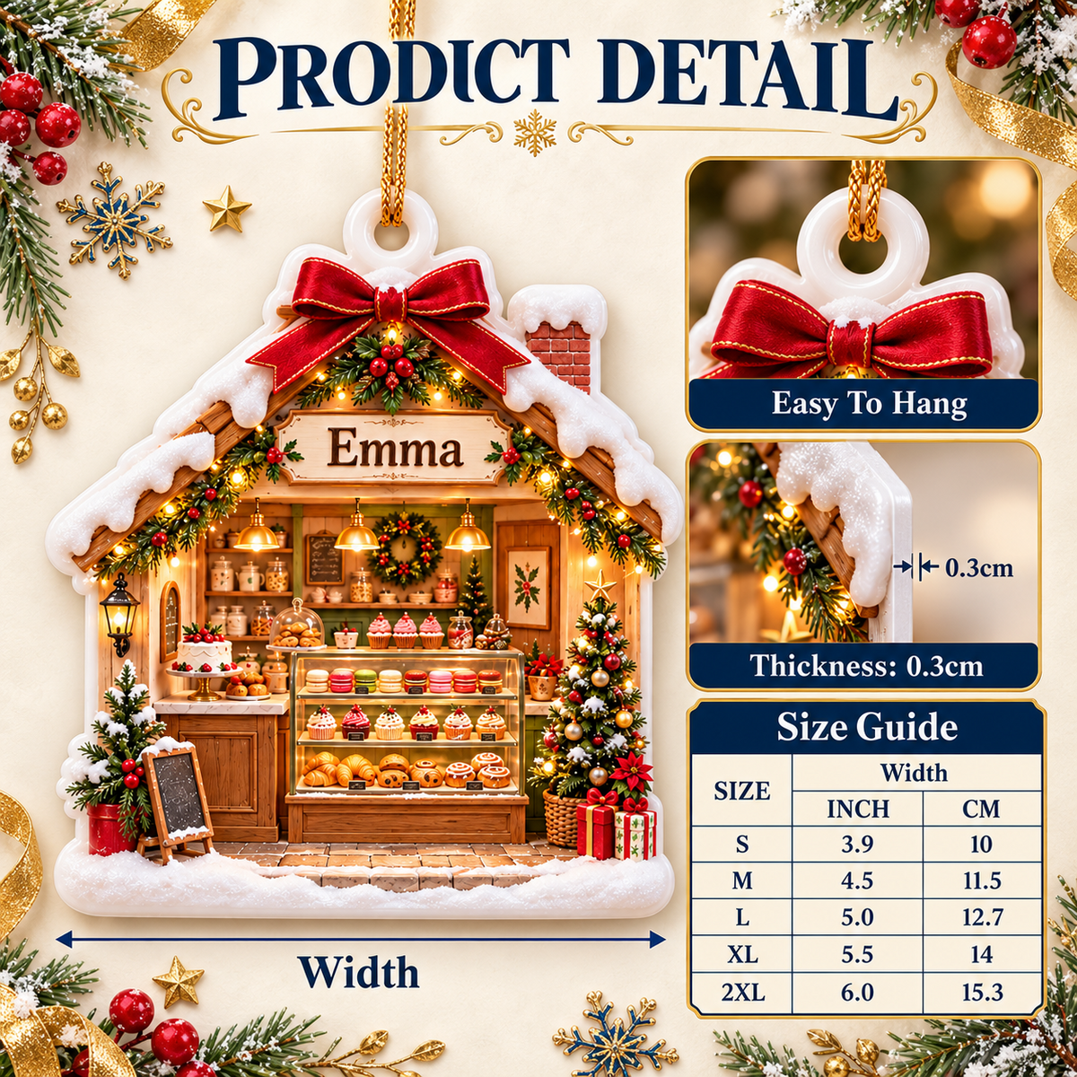 Bakery Shop House Christmas Tree Hanging Decor - 3D Relief Ornament