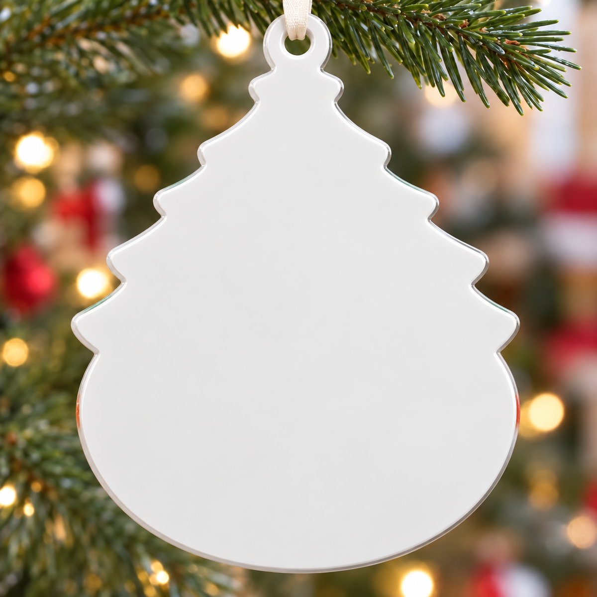 Couple with Pet Dog by Christmas Tree Holiday Keepsake Plaque - 3D Relief Ornament