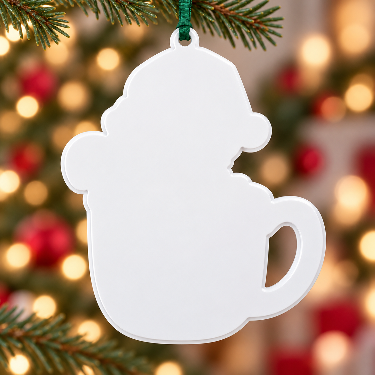 Golden Retriever Puppy in Cocoa Mug Christmas Tree Hanging Decor - 3D Relief Ornament