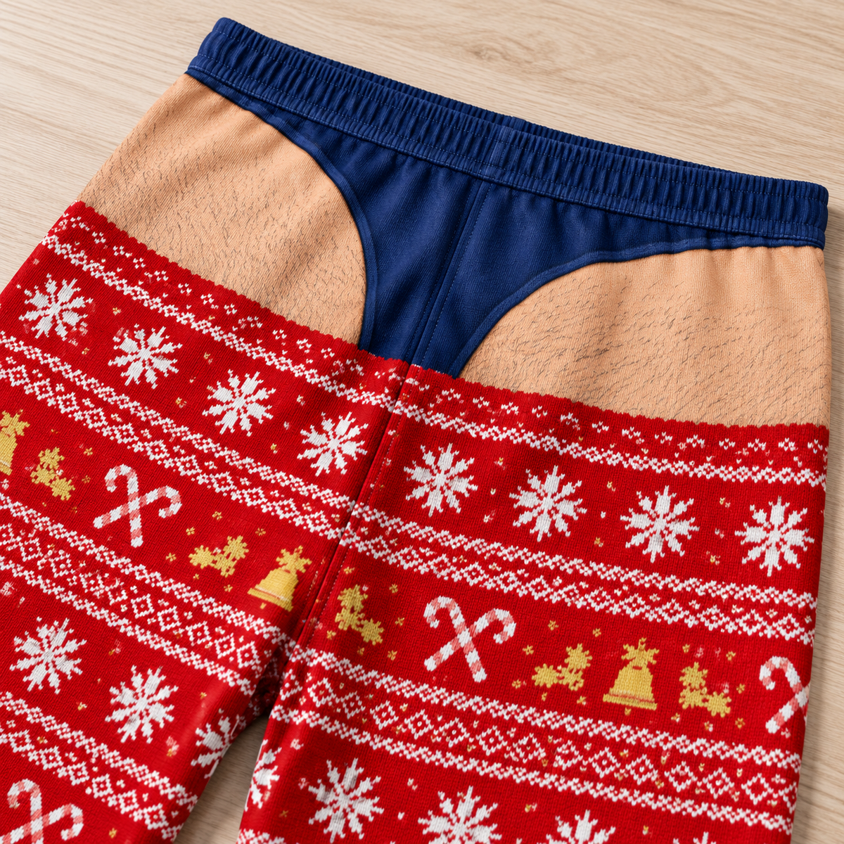 Novelty Faux Thong Christmas Pajama Pants, Graphic Holiday Loungewear
