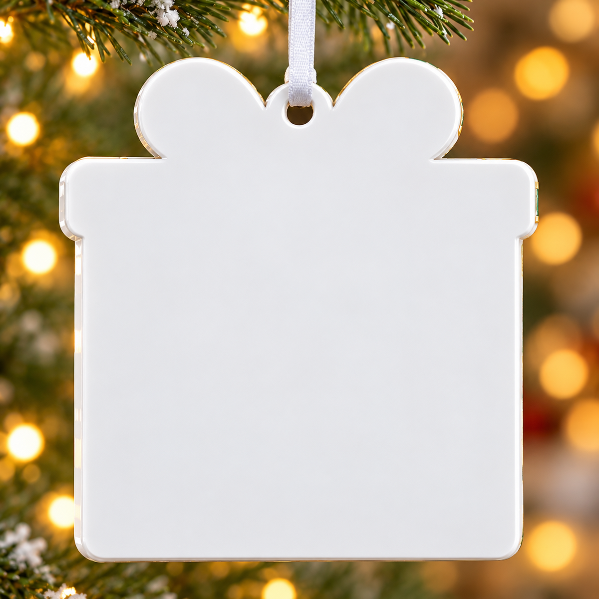 Grandkids Winter Skating Present Frame Holiday Keepsake - 3D Relief Ornament