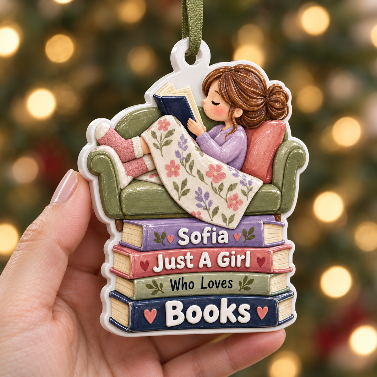 Just A Girl Who Love Books Acrylic Hanging Decor - 3D Relief Ornament