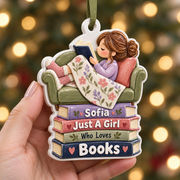 Just A Girl Who Love Books Acrylic Hanging Decor - 3D Relief Ornament