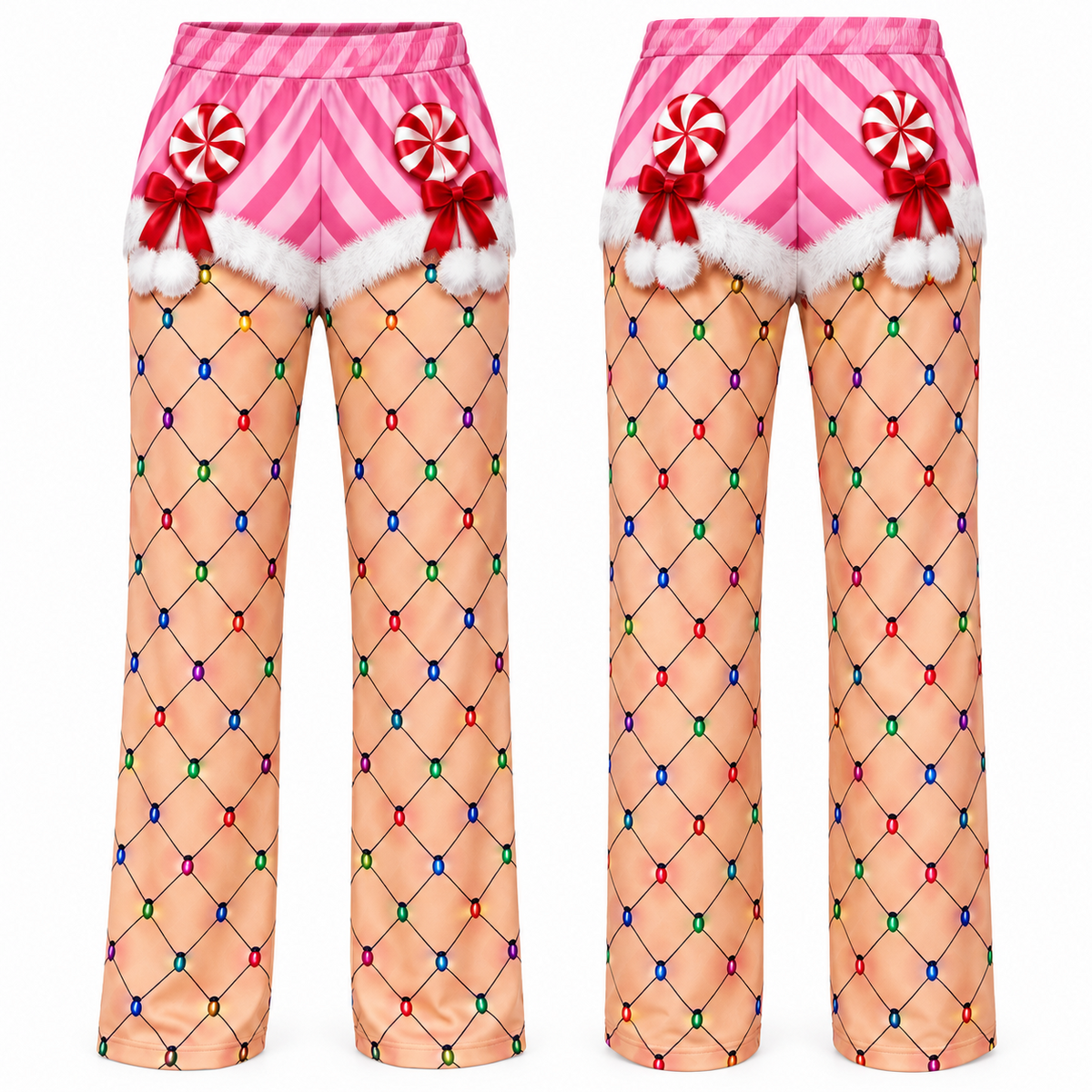 Christmas Pajama Pants Printed Trompe L'Oeil Holiday Lounge Bottoms