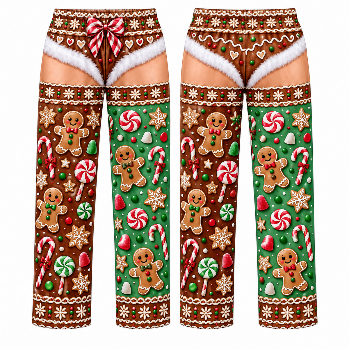 Funny Christmas Pajama Pants Novelty Trompe L'Oeil Print Trousers