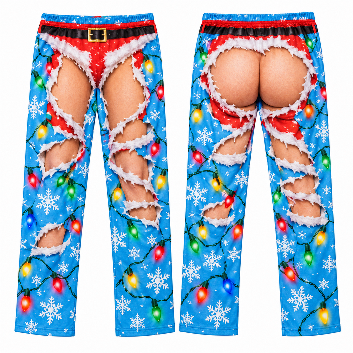 Funny Christmas Pajama Pants Novelty Ripped Graphic Lounge Bottoms