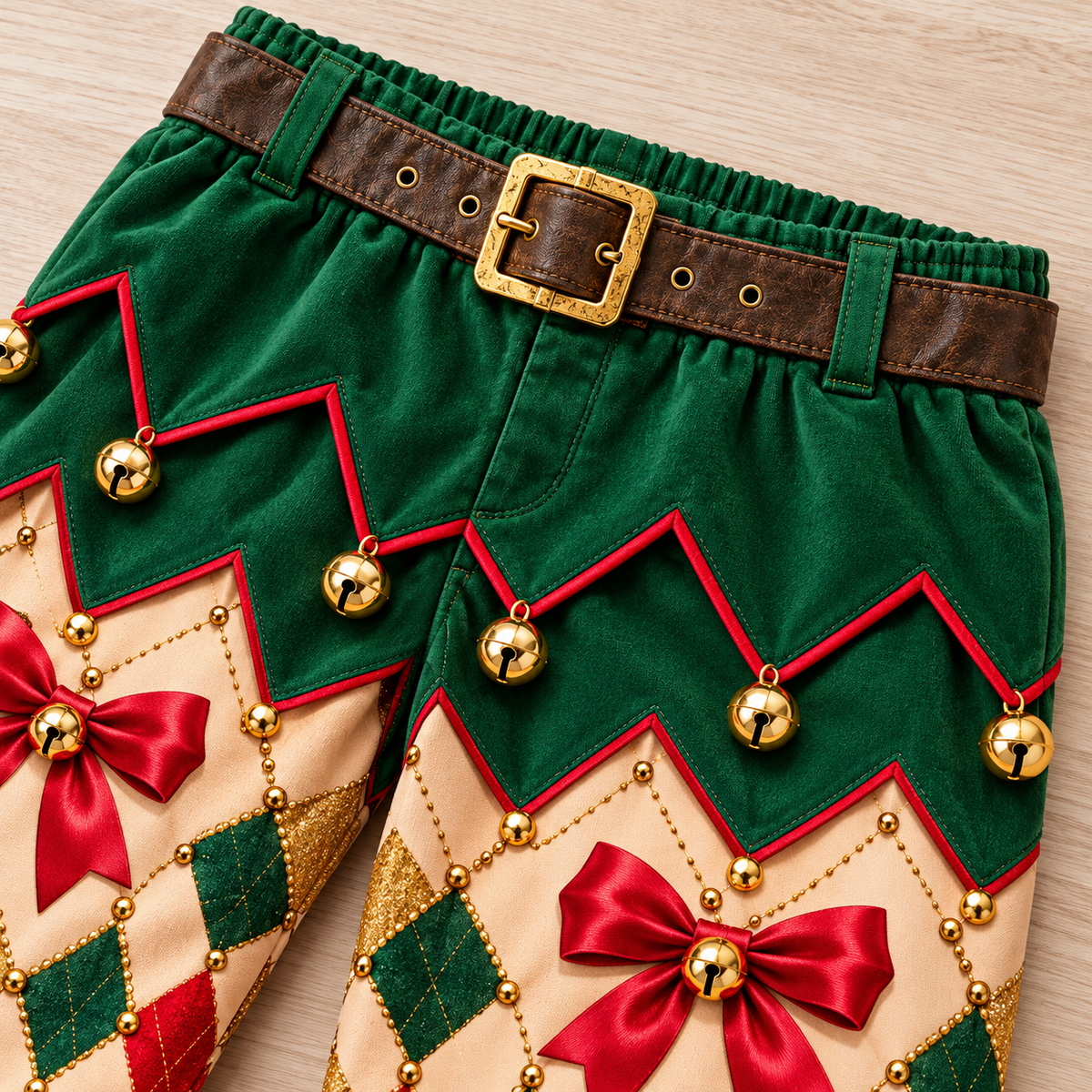 Christmas Holiday Print Trousers Casual Elastic Waist Pants
