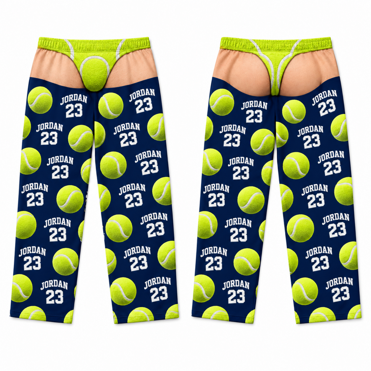 Novelty Pajama Pants Sports Ball Graphic Print Blue Loungewear