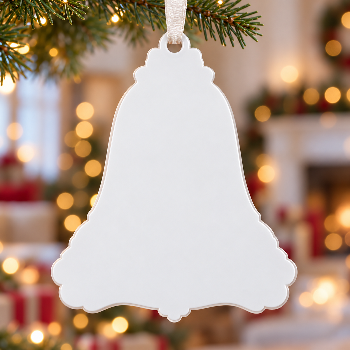 Mahjong Tile Christmas Bell Hanging Keepsake, Holiday Tree Decor - 3D Relief Ornament