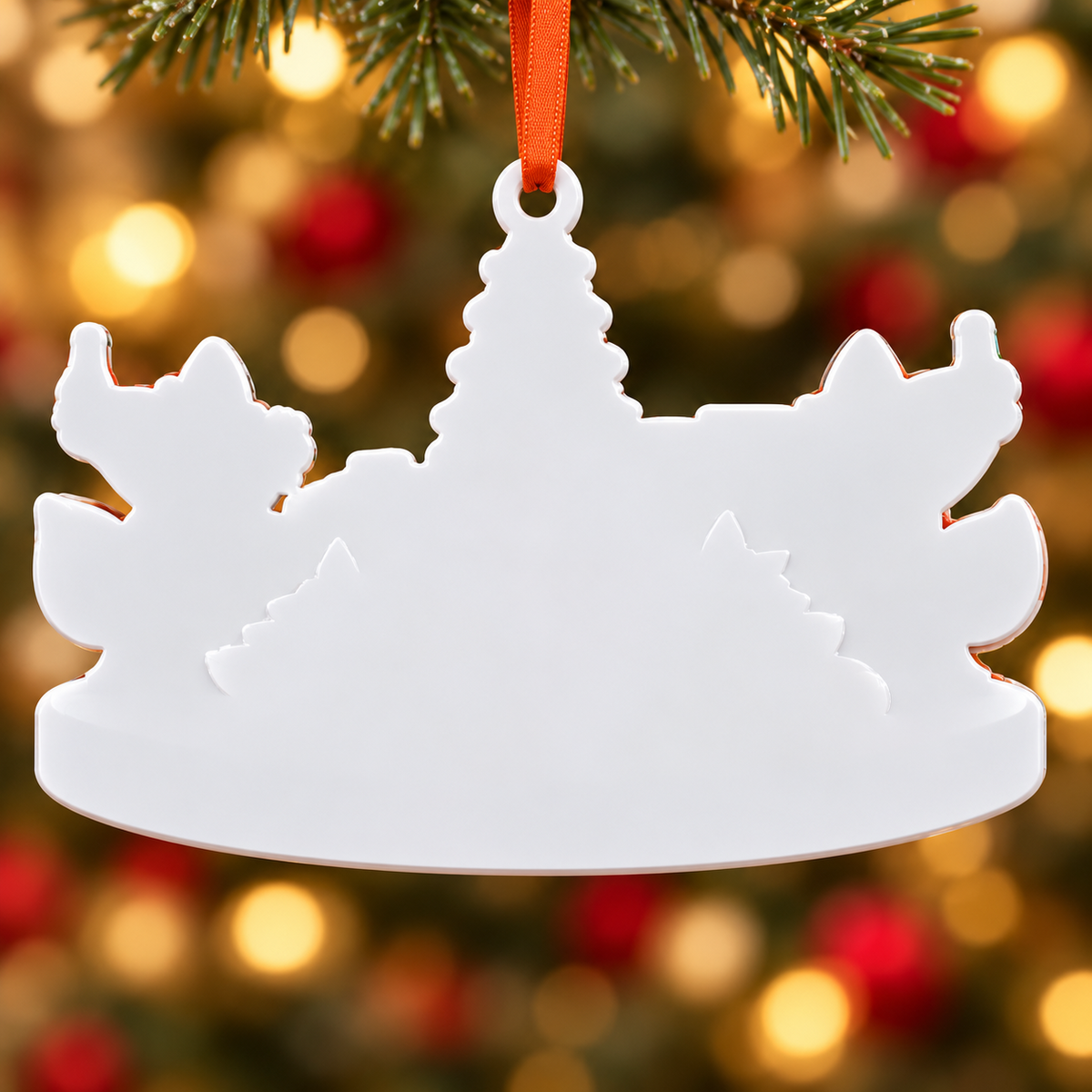 Funny Office Christmas Party Foxes Holiday Tree Decoration - 3D Relief Ornament