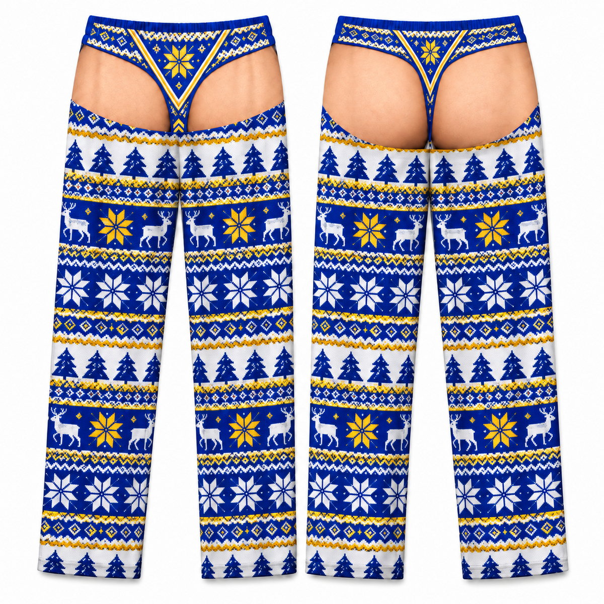 Mens Holiday Cutout Pajama Pants Fair Isle Pattern Sleepwear Bottoms