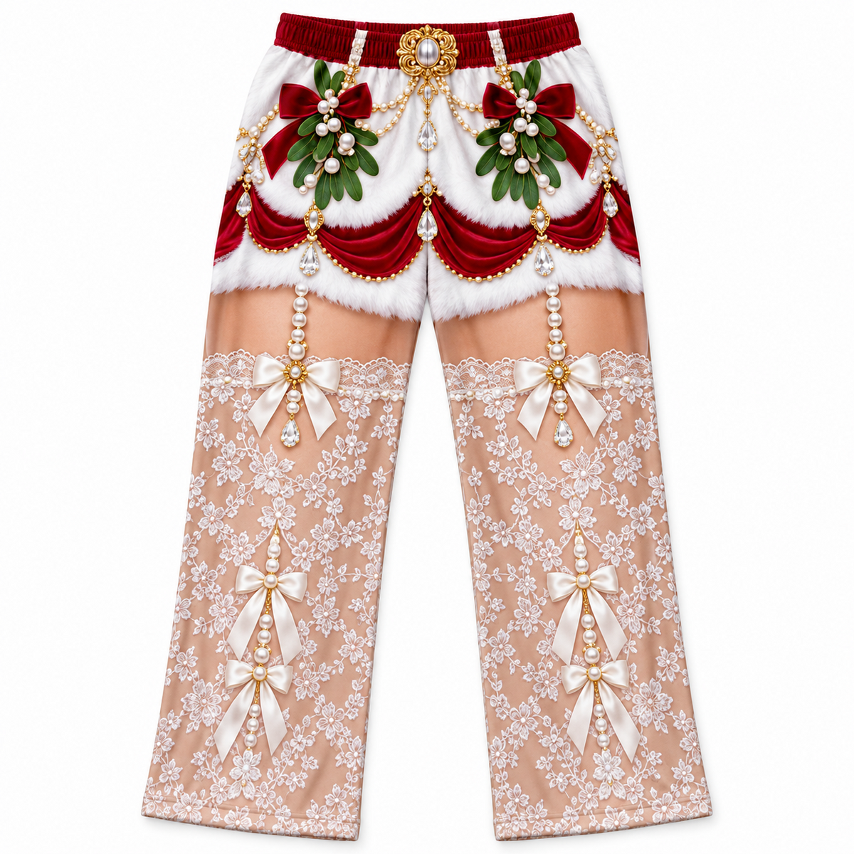 Christmas Pajama Pants Novelty Stocking Print Holiday Lounge Trousers