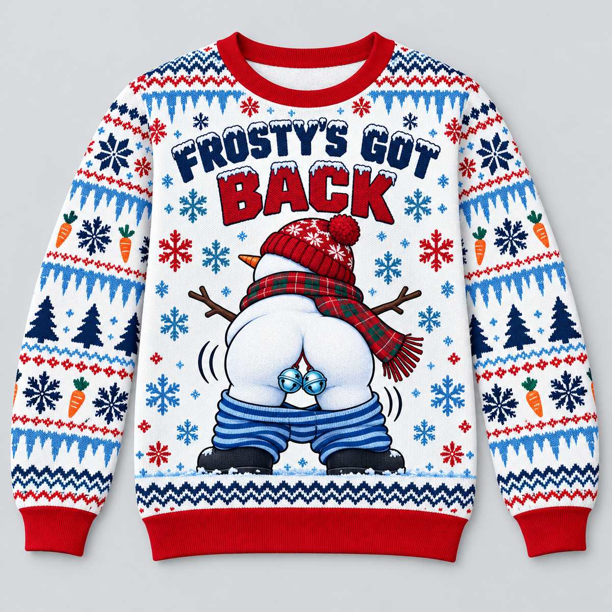 Funny Christmas Sweatshirt Cheeky Jingle Bell Holiday Graphic Crewneck